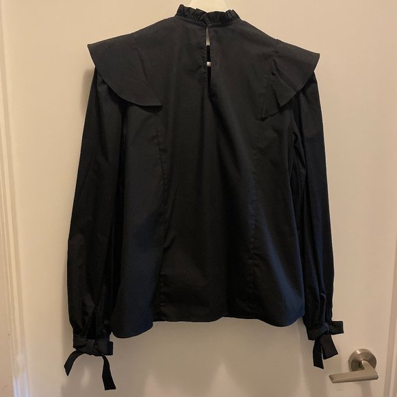 Zara Black Ruffle Top With Bows - Picture 7 of 7